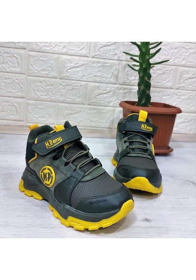 M.p One 3139 Haki - Sarı Fuspetli Cırtlı İçi Polar Erkek Çocuk Bot 001