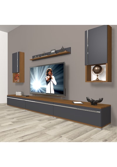 Decoraktiv Eko 270ta Mdf Tv Ünitesi Tv Sehpası Ceviz - Antrasit