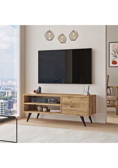 Luton Tv Ünitesi 110cm Tv Sehpası Ahşap Ayaklı Çam Lut1-a Atlantik Çam