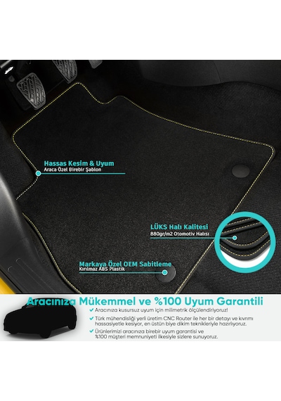 Audi A3 8v Hb. Sedan Siyah Lüks Halı Paspas Takımı 2013-2020