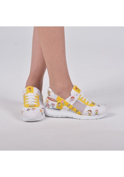 Kids Desenli Fileli Ortopedik Spor Sandalet Sarı