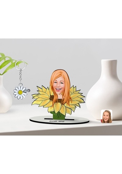 Kişiye Özel Kadın Karikatürlü 3D Ahşap Biblo Ve Isimli Silver Pap (473567286)