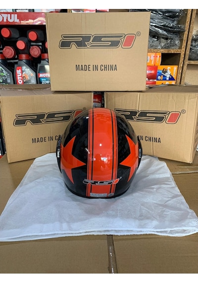 Rs1 Kask Motosiklet Yarim Çenesiz Kask Motosiklet-Parlak Siyah 439932233