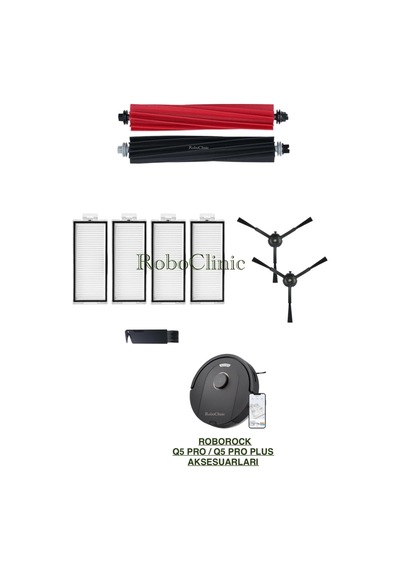 Roborock Q5 Pro / Q5 Pro Plus Uyumlu Fırça, Hepa Filtre Seti-9 Parça