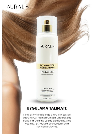 Auralis Keratin Ve Kolajen İçeren Besleyici Onarıcı Saç Bakım Sütü 200 Ml