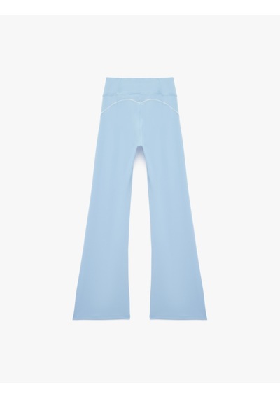 Koton Yüksek Bel Biyeli Slim Fit İspanyol Paça Spor Tayt Mavi 6sak40068nk