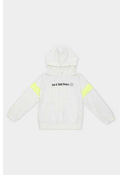 Kız Çocuk Baskı Detaylı Kapüşonlu Ekru Sweatshirt 16246184 Kız Çocuk Baskı Detaylı Kapüşonlu Ekru Sweatshirt 16246184