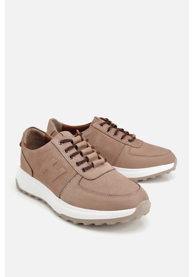 Yaya Erkek Bej Nubuk Deri Bağcık Detaylı Sneaker