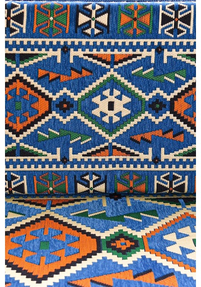 Otantik Şark Köşesi Takımı Mavi Anadolu 13 Parça Kilim Ve Puf Dahil Süngerli Sedir Seti