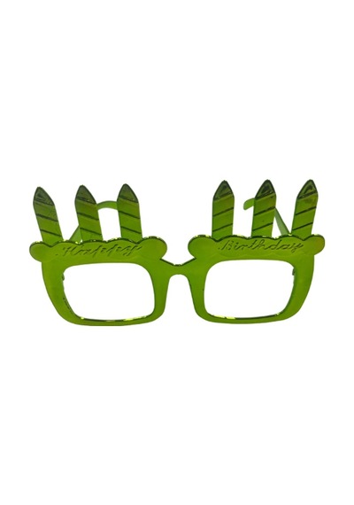 Parti Gözlük Plastik Camsız Mumlu Şekilli Yeşil 14x6 Cm