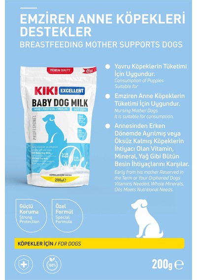 Kıkı Excellent Köpek Süt Tozu Whey Protein + İnülin 200 G