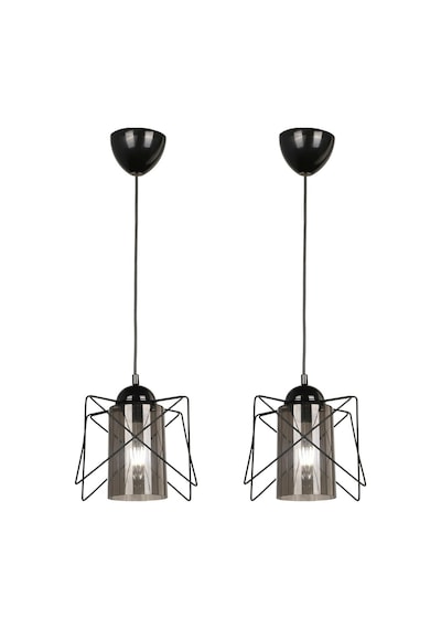 Trend Kitchen 2 Adet Zigzag Tekli Siyah-füme Avize Siyah