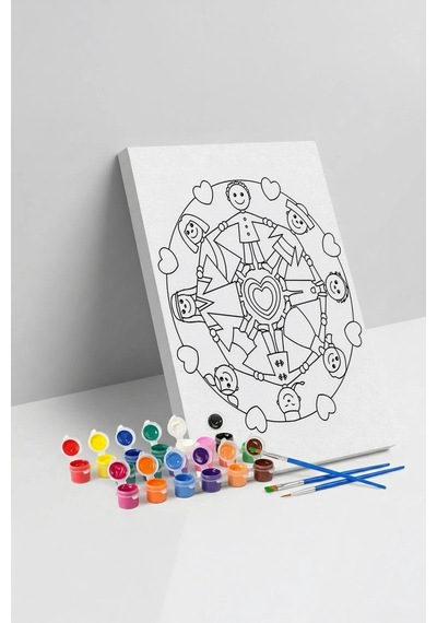 Sevgi Çemberi Desenli Mandala Ahşap Boyama Seti 40x50 Cm