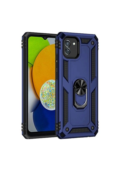 Samsung Uyumlu Galaxy A03 Kılıf Sofya Yüzüklü Silikon Kapak - Lacivert Aklby-bsva58 standart
