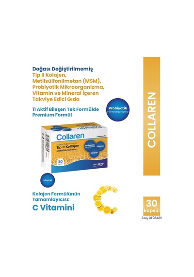 Doğası Değiştirilmemiş Tip Iı Kolajen, Metilsülfonilmetan Msm , Probiyotik Mikroorganizma, Vitamin Ve Mineral İ