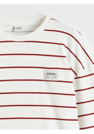Lc Waikiki Kırmızı Çizgili Erkek Çocuk Sweatshirt KIrmızı