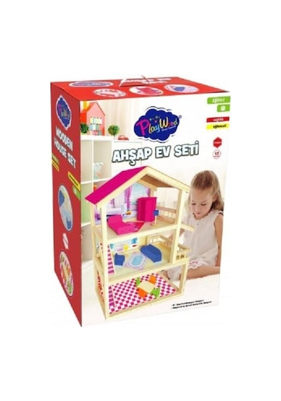 Ahşap Oyuncak Ev 3 Katlı Mobilyalı