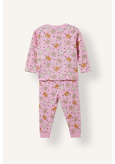 Defacto Desenli 2li Pijama Takımı Kız Bebek I3902a526auer105 Ekru-er105