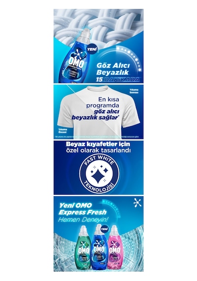Omo Express Fresh Ultra Beyaz Sıvı Çamaşır Deterjanı 1480 Ml X 4 Adet 1480 ML