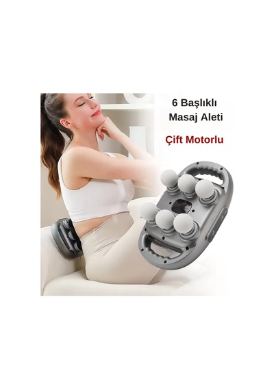 Duhan 6 Başlıklı Şarjlı Pro Masaj Aleti Çift Motorlu Yüksek Titreşim Masaj Cihazı 2000 Mah