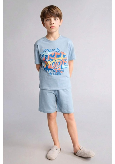 Defacto Baskılı Tişört Şort Pijama Takımı Erkek Çocuk G8826a826hsbe760 Mavi-be760 Defacto Baskılı Tişört Şort Pijama Takımı Erkek Çocuk G8826a826hsbe760 Mavi-be760