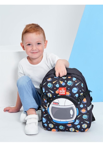 Supercute Two İn One Sırt Çantası - Astronaut - Siyah