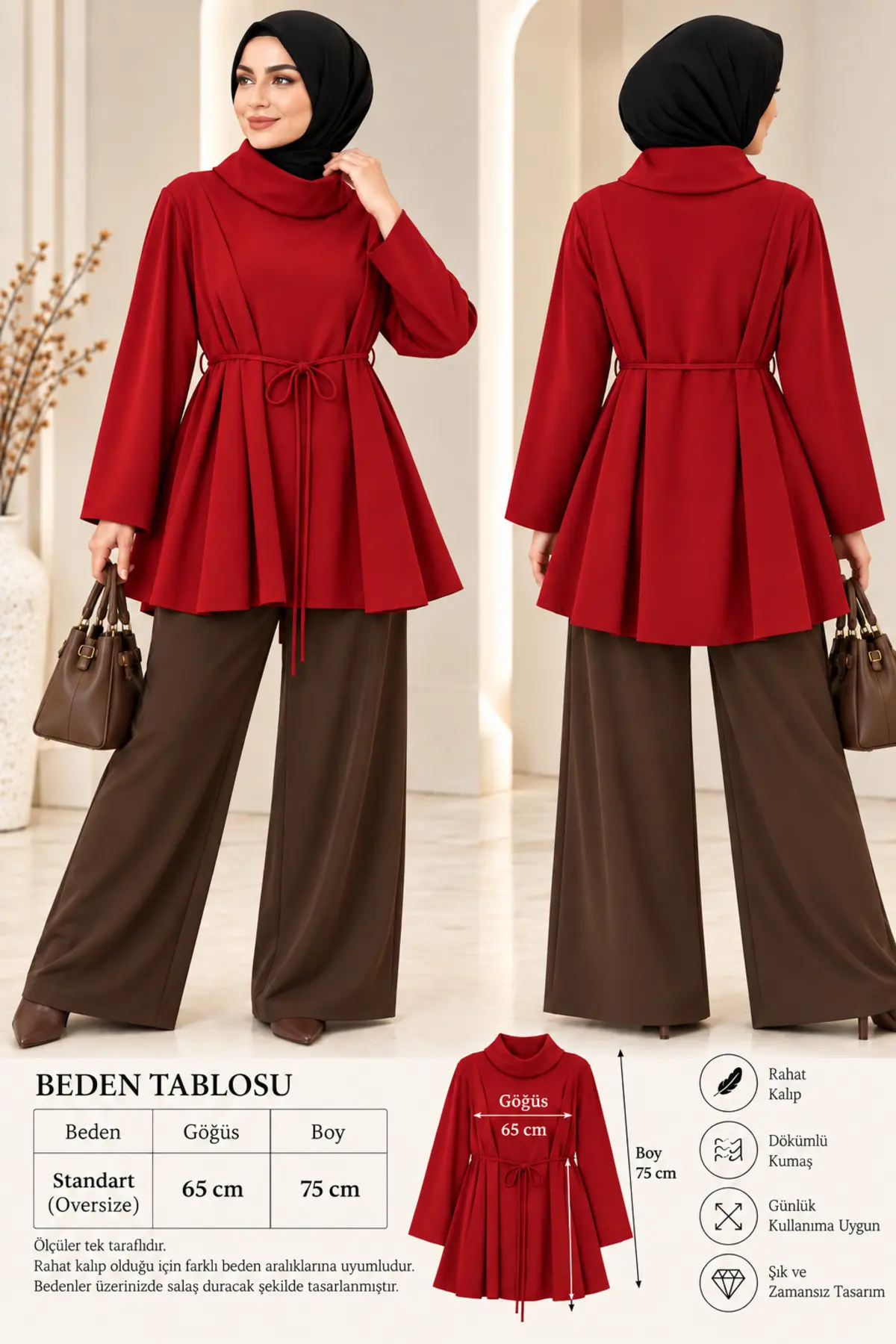 Missmelissfashion Miss Meliss Oysho Kumaş Oversize Salaş Tunik Kırmızı
