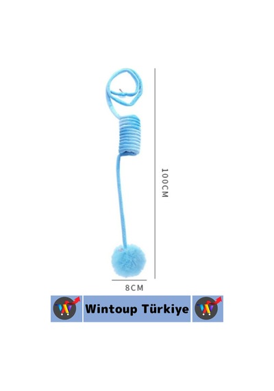 Evcil Hayvan Pet İlgi Çekici Sevimli Eğitici Elastik Yaylı Asılabilir Peluş Kedi Oyun Oltası 100 Cm
