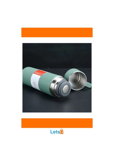 Paslanmaz Çelik 500ml Termos Ve 3 Adet Bardaklı Set Çok Renkli