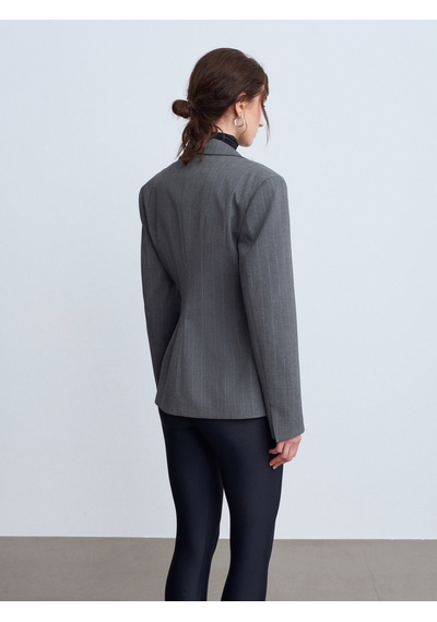 Dilvin 60774 Fitted Kesim Vatkalı Blazer-gri Gri