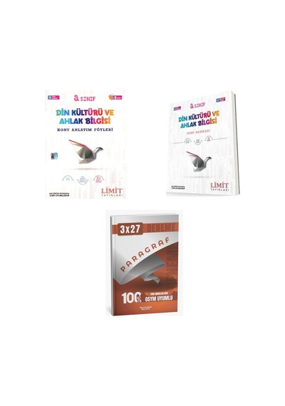 2027 Limit 8. Sınıf Kültürü Ve Ahlak Bilgisi Din Föyleri Konu + Soru + Anla Kazan Paragraf Deneme 3'lü Set