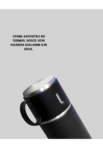 Isıyı Uzun Süre Koruyan 500 Ml Termos Seti Çelik Gövde, 2 Bardaklı, Hediye Kutulu Renkli