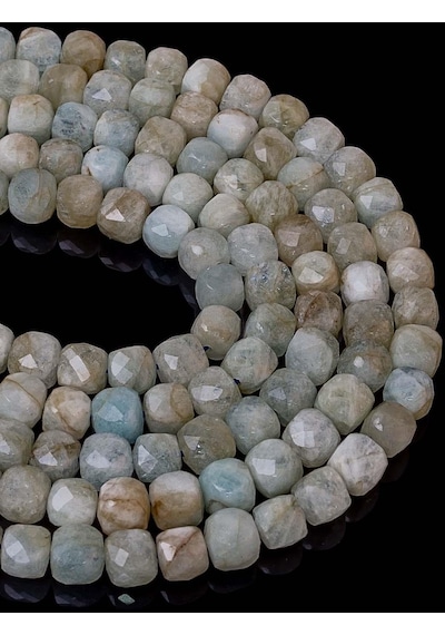 7 x 7 MM Küp Akuamarin Taşı Dizi Pembe