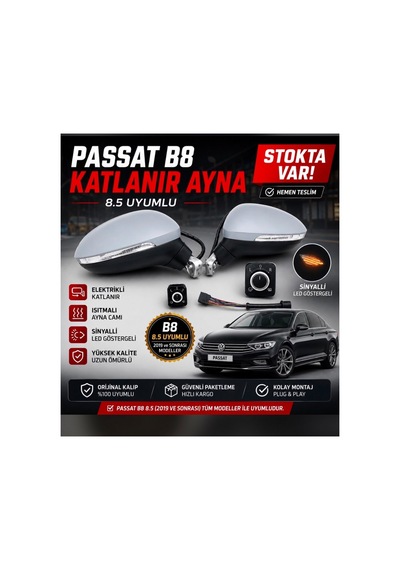 Vw Passat B8 /b8.5 2015-2021 Katlanır Ayna - Düğme Dahil
