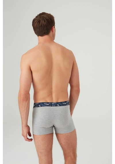 U.S. Polo Assn. Erkek Gri Melanj - Lacivert 2 Li Boxer 80357 Gri Melanj - Lacivert