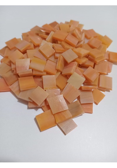 Açık Turuncu Kare Vitray Cam Mozaik Taşı - Sanatsal Mozaik İçin Yaklaşık 10 X 10 Mm
