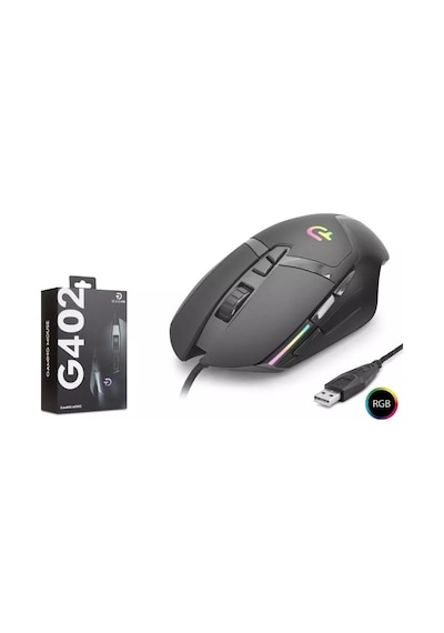 Nodar G402 Rgb Kablolu Gaming Mouse 7200 Dpı 1000hz 7 Tuş Siyah G402