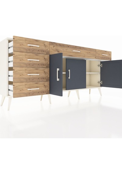 Arges Konsol 2 Raflı 6 Çekmeceli 3 Kapaklı 176x30x83 Aytaşı-antrasit/çam Antrasit/çam Arges Konsol 2 Raflı 6 Çekmeceli 3 Kapaklı 176x30x83 Aytaşı-antrasit/çam Antrasit/çam