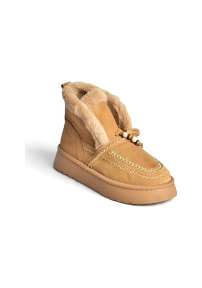 Fox Shoes Z357183561 Vizon Hakiki Deri Süet Kürklü Kadın Bot