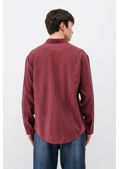 Vamos Oversize Dikiş Detaylı Gömlek Bordo