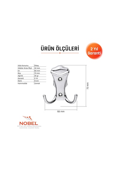 Kobra Askı, Metal Vestiyer Askısı, Krom, Duvar Ve Dolap Askılığı 5'li Set Vidalı