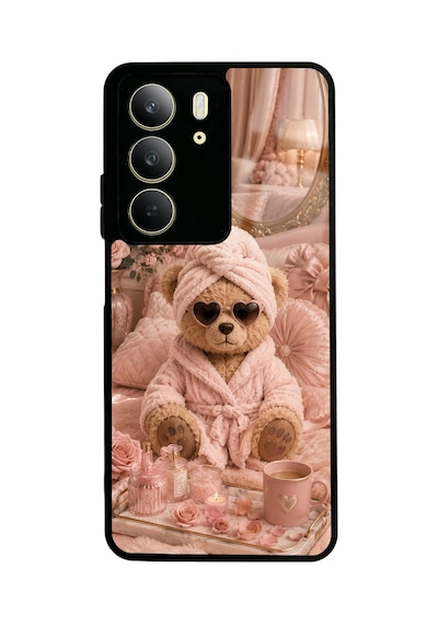 Realme C75 Pink Teddy Spa Tasarımlı Glossy Telefon Kılıfı Pembe