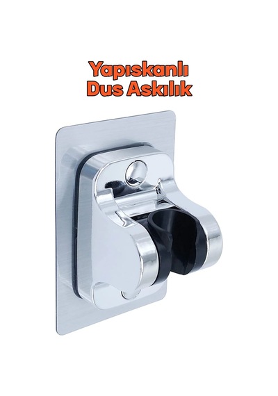 Krom Kendinden Yapışkanlı 15 Kg Taşıyabilen Nano Duş Başlığı Askısı Mafsal Kolay Temiz Kurulum Metal Diğer