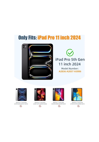 Apple Uyumlu iPad Pro 11 Inç 2024 M4 Kılıf Kalem Şarj Bölmeli Stadlı Uyku Modlu Arkası Silikon Akıllı Case Kılıf
