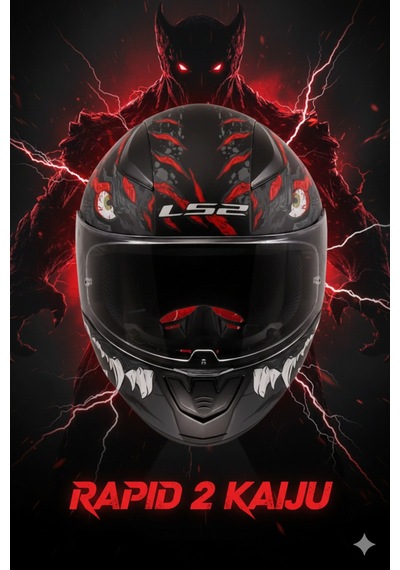 Rapid Iı Kaiju Özel Tasarım Full Face Kask - Canavar Desenli - Rapid Iı Kaiju