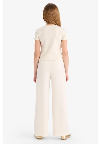 DeFacto Kız Çocuk Wide Leg Geniş Bol Paça Beli Lastikli Eşofman Altı C1180A825SMER98 Ekru