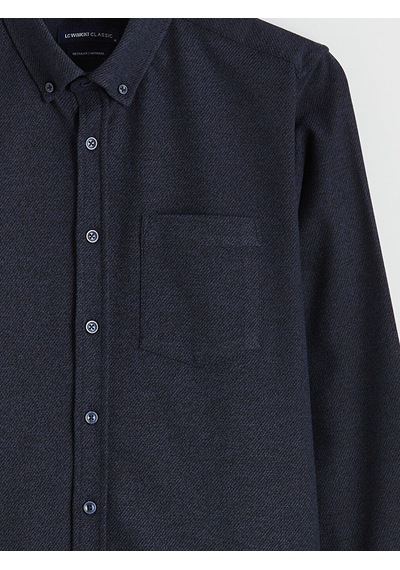 Lcwaıkıkı Classic Lacivert Regular Fit Armürlü Erkek Gömlek