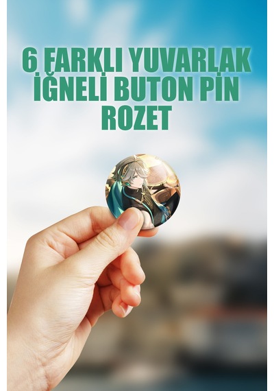 Alhaitham Genshin İmpact Çanta Süsü Rozet İğneli Buton Rozet Seti 6 Adet Çok Renkli