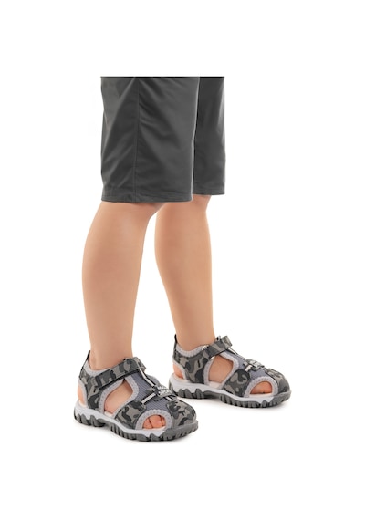 Kiko Kids Erkek Bebek Sandalet Arz 2399 Gri Kamuflaj Gri