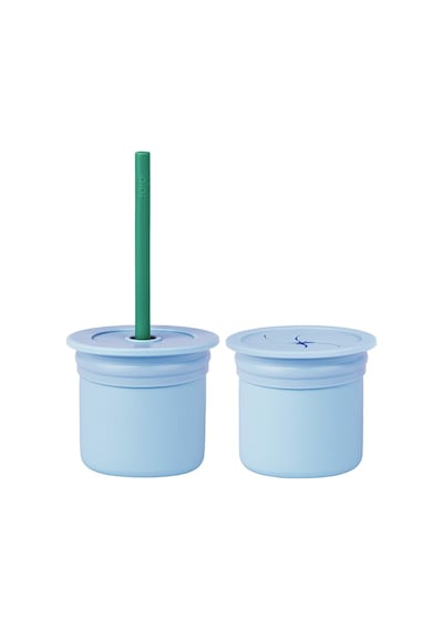 Oioi Ham Hüp Atıştırmalık Kabı ve Pipetli Bardak 6+ Ay Mavi